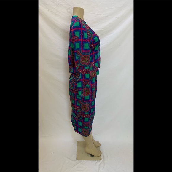 VTG Anne Crimmins Sz 10 Multicolored 2pc Skirt Set - Picture 3 of 12